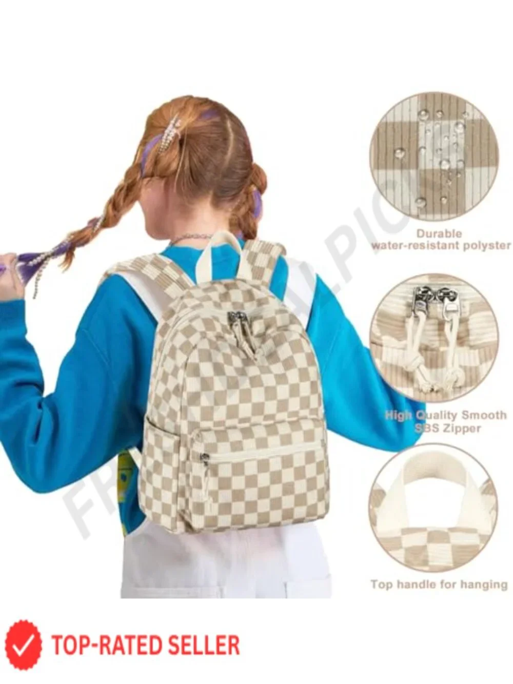 Bluboon Kids Mini Corduroy Backpack - Adjustable Strap, 6 Pockets, School